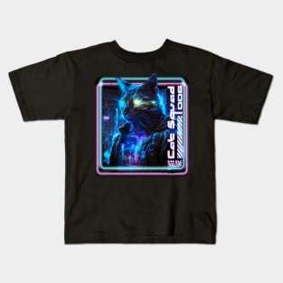 Cat Squad 006 Cyberpunk Neon Kids T-Shirt